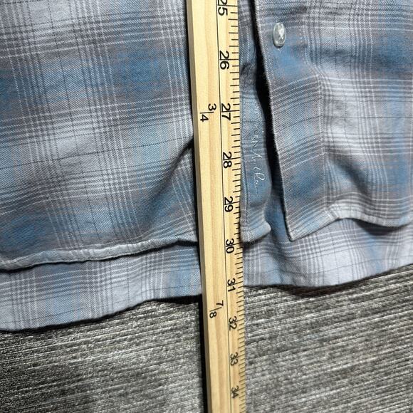 Travis Mathew Flannel Button Up Shirt Men's 2XL Blue Gray Plaid Long Sleeve - Picture 8 of 13